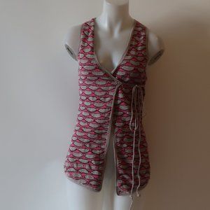 Shag Boutique Pink Gray Black Knit Open Vest Sz S/M *